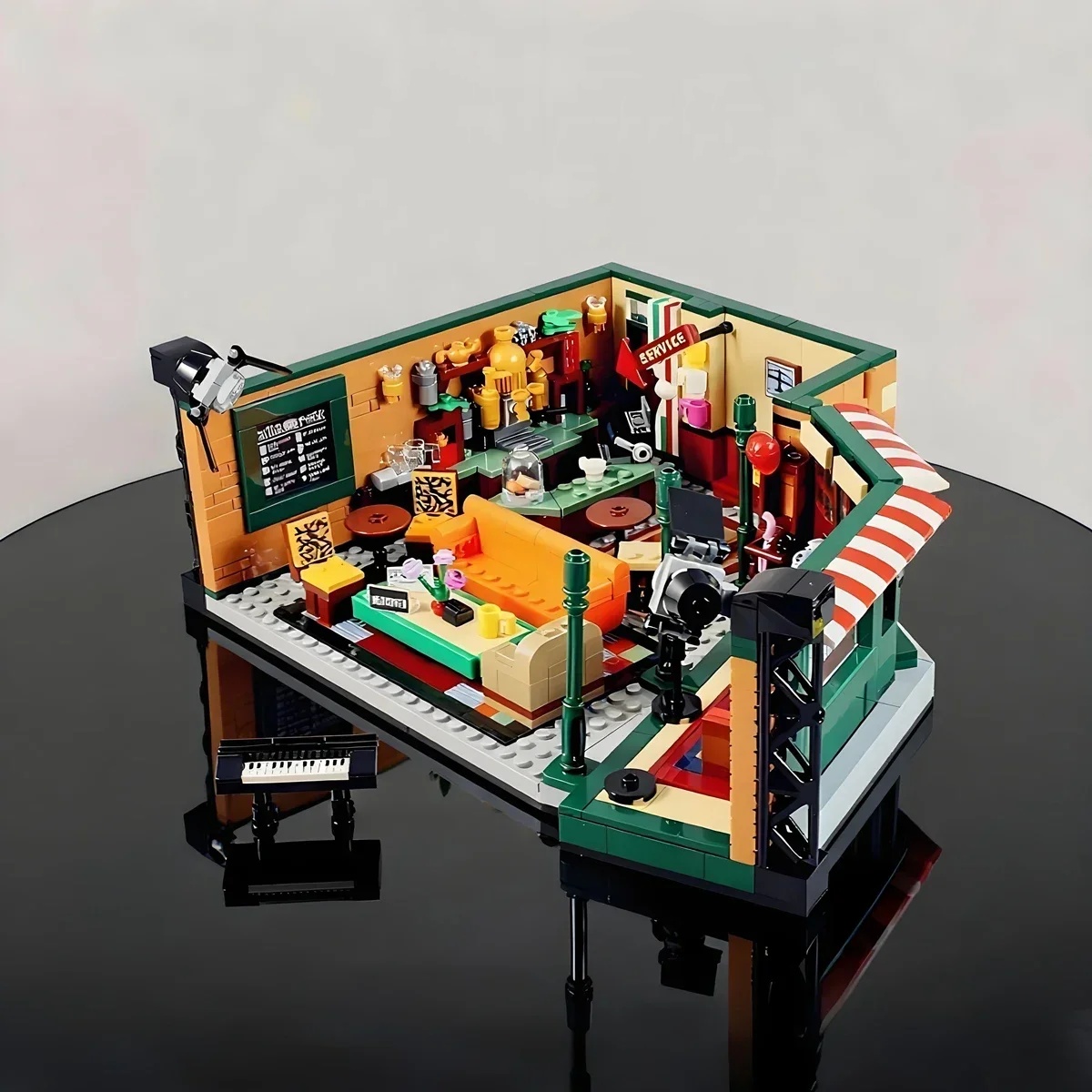Home Bar Cafe - フレンズハウスファミリークラシックシティセントラルアパートビルディングブロックカフェルームMOC-ストリートビューモデルおもちゃギフト