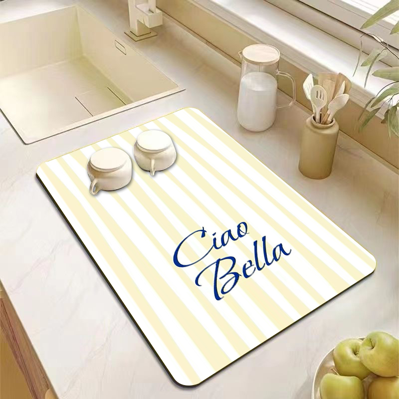 美的ピンクグリーンストライプキッチンカウンターマット装飾食器 - Bar Mat Rubber のレビューと価格