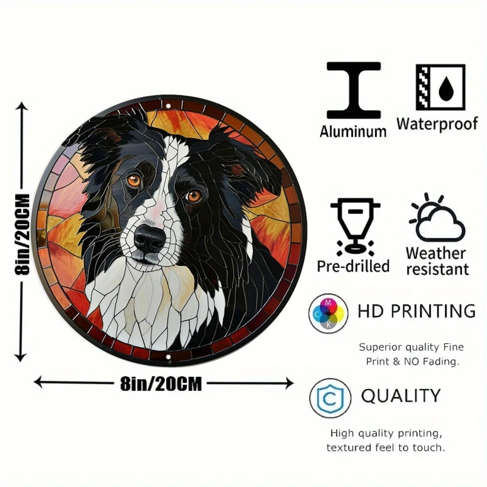 面白い可愛い犬テーマポスター丸型金属アルミサインデスクトップ - Home Bar Cafe のレビューと価格
