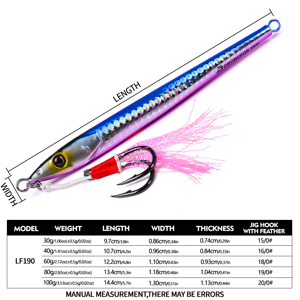 PROBEROS 30-100 グラム高速沈下ジグハードベイ - Jigger Double Sided のレビューと価格