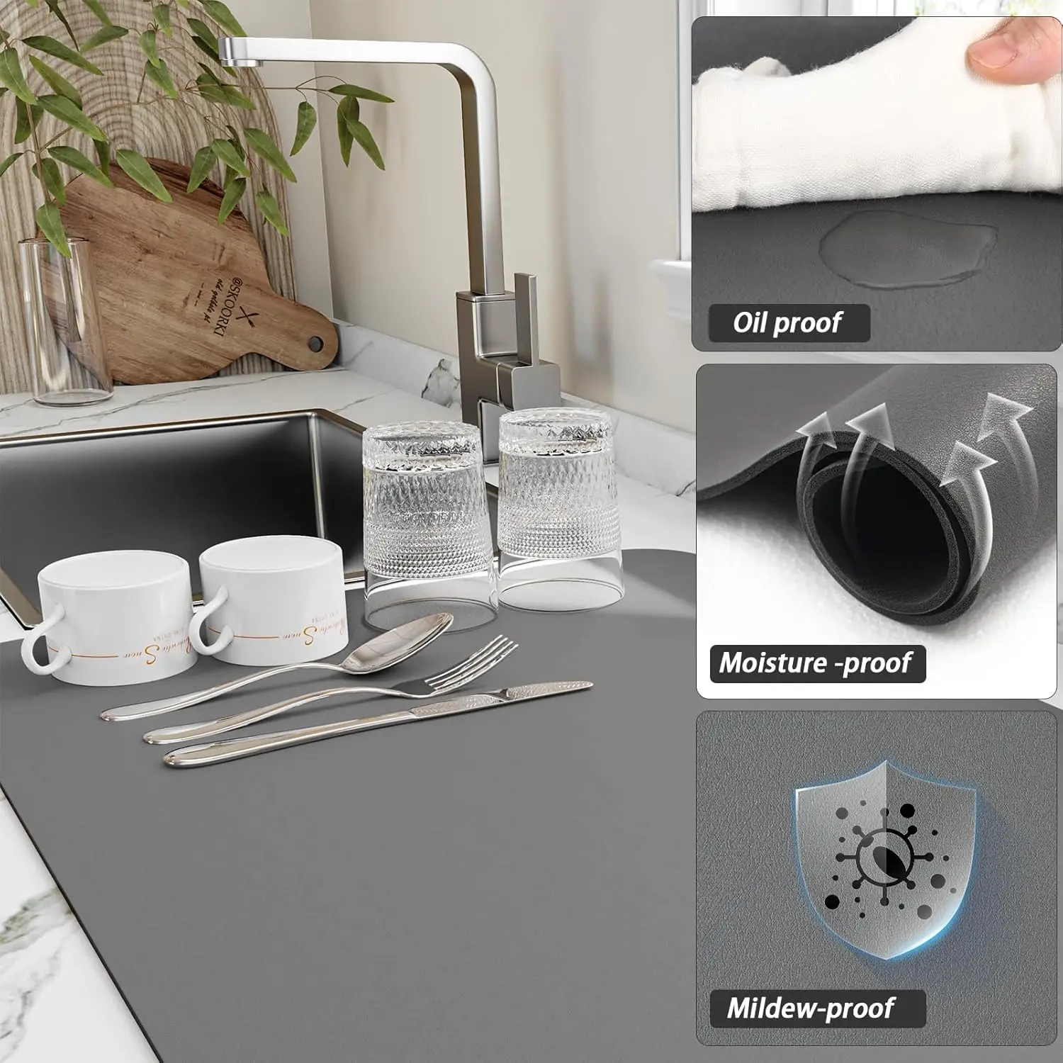 フルーツマット吸収性食器乾燥マットキッチンカウンターラバーバ - Bar Mat Rubber のレビューと価格