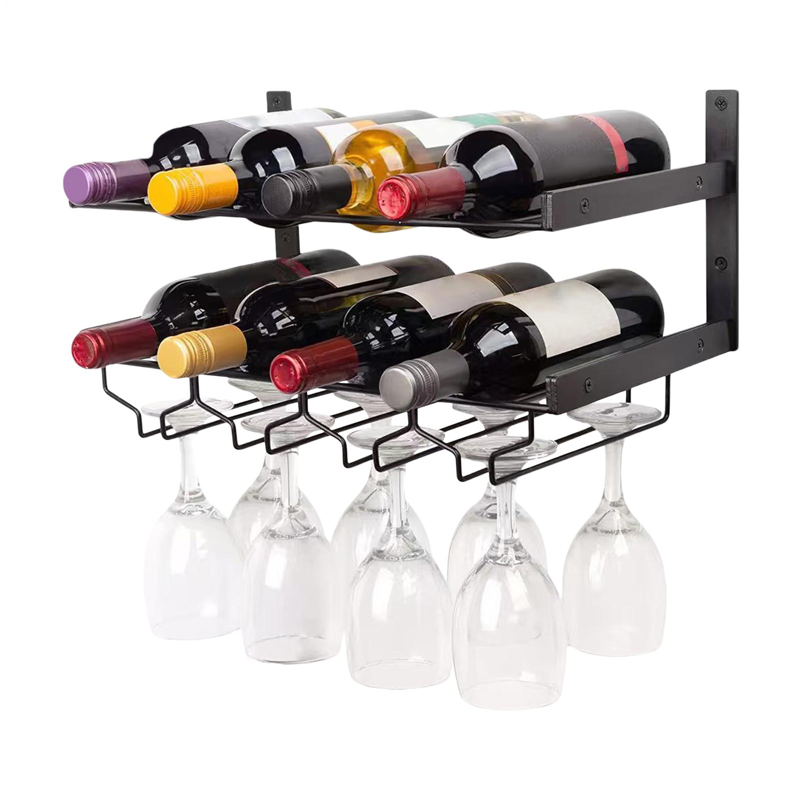 壁掛けワインラック二層鉄製ワイン棚ボトルディスプレイ収納ラッ - Home Bar Setup のレビューと価格